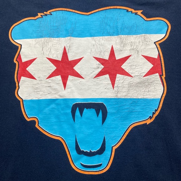 ☀️ Chicago Bears NFL Football Chicago Flag Tee Mens L Navy  Fruit of the Loom - Picture 2 of 5